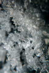  Macro shot of the crystalline texture of ice in cold shades, an ice outgrowth. no-frost technology