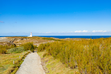 The lighthouse "Poulains" of the famous island Belle Ile en Mer in France