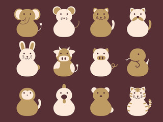 Obraz premium 動物イラストセット4