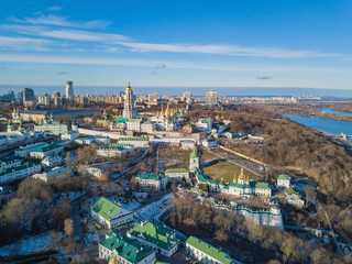 Obraz premium Aerial drone view. Kiev-Pechersk Lavra in late autumn