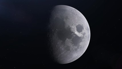 Realistic Moon in the outer space, 3d rendering