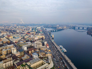 Fototapeta na wymiar View of the Dnieper River in Kiev.