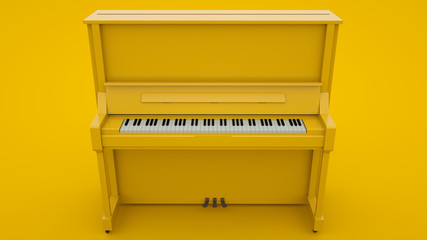Yellow Classic Upright Piano. Minimal idea concept, 3d illustration © Laricha