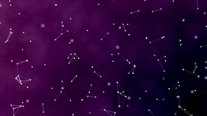 Fototapeta premium Abstract futuristic purple plexus background with onnecting points and lines. Science, technology, business, space concept. Plexus digital wallpaper.