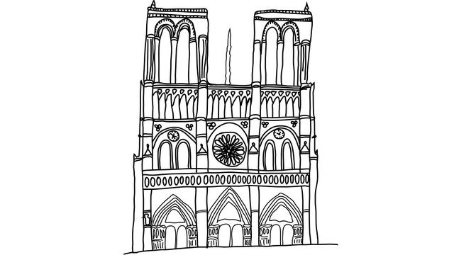 Download Notre Dame Cathedral Of Paris France Hand Drawn Svg For Sparkol Videoscribe Stock Vector Adobe Stock