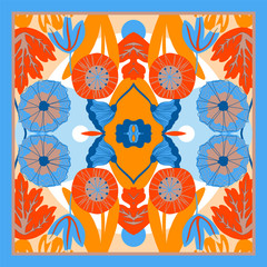 Card, bandana print, kerchief design, napkin. Ready for print.