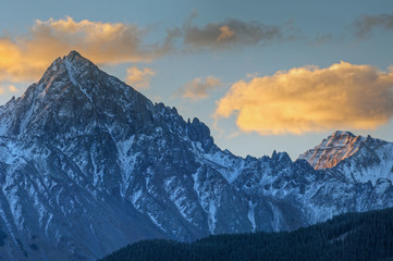 Obraz premium Autumn landscape with conifers, Dallas Divide, San Juan Mountains, Colorado, USA