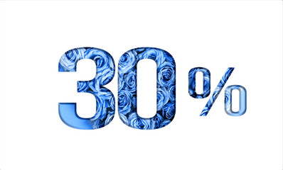 Banner sale on Valentine's Day, Women's day, Mother's day. Promotion for the sale of the poster or a 30% discount on the sale in the store.Numbers in the popular color of the year 2020 classic blue.