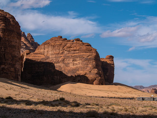 Fototapeta premium Views of Outcrops at Jabal Ikmah Lihyan library in Al Ula, Saudi Arabia 