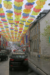 Fototapeta premium Umbrellas as a street decoration in Bastogne, Belgium 