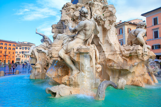 Fountain of Neptune in Rome located at the Piazza Navona