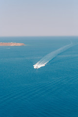 View on the sea near Santorini island at Greece summer sunny day