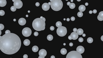Abstract luxury background with white spheres, pseudo scientific and minimalist black bacground, 3d rendering