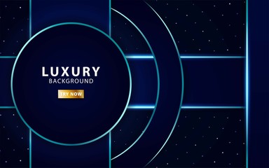 luxury dark blue background with blue glitters. Realistic light effect on textured blue circle background. digital template,technology concept,vector illustration.