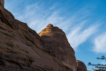 Views of Outcrops at Jabal Ikmah Lihyan library in Al Ula, Saudi Arabia  