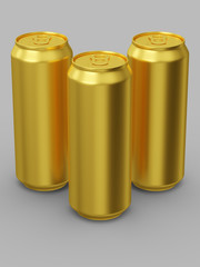 Golden can for beverages - 3d illustration