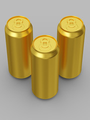 Golden can for beverages - 3d illustration