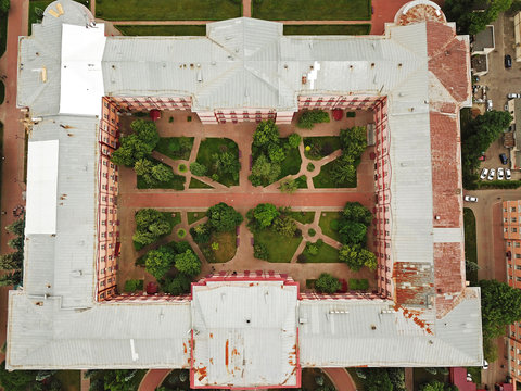 National University in Kiev. Aerial drone view