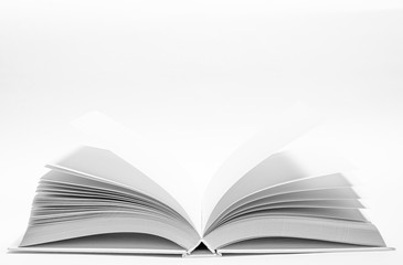 Mockup of opened blank square ctalogue at white design paper background