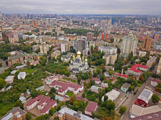 Fototapeta na wymiar Aeiral drone view. Pokrovsky convent in Kiev.