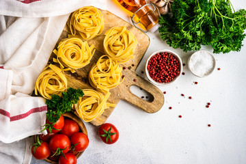Pasta and ingredients concept