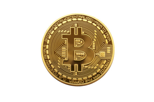  Bitcoin. Golden bitcoin isolated on white background 