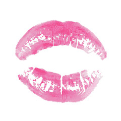 Lipstick trace. Red lips silhouette close up isolated vector illustration kiss.