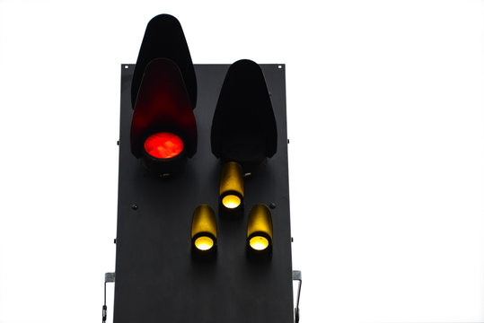 Signal Hauptsignal HP0 Halt Technik Eisenbahn Steuerung Symbol Verkehr freigestellt rot Licht Deutschland Technologie Stop Versp&auml;tung Abfahrt Stillstand Bahnhof Ausfahrt anhalten Sinnbild