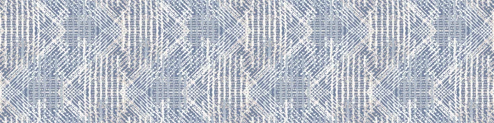 Foto op Plexiglas Grijze Franse linnen vector naadloze grens structuurpatroon. Penseelstreek grunge geweven abstracte banner achtergrond. Textiel in landelijke boerderijstijl. Onregelmatige verontruste tekens lintversiering in grijsblauw. © Limolida Studio