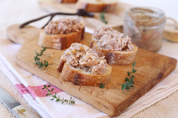 French rillettes, meat spread