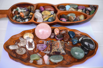 Quartz Crystals used in crystal healing on White Background