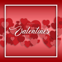 Valentines day hearts vector background. Happy valentines day greeting card banner design. 3D illustration