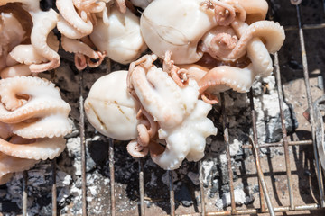 Cooking the grilled polyps