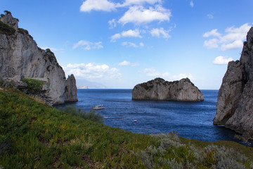 Fototapeta na wymiar rock in the sea beautiful panoramic beach island blue water view tourism travel 
