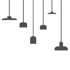 set of  lamp or lantern hanging on the wire. vector illustration.