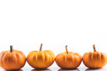 small pumpkins on white background
