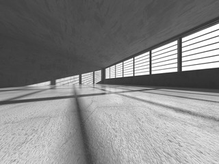 Dark concrete empty room. Modern architecture design