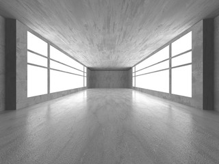 Dark concrete empty room. Modern architecture design