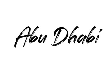 Fototapeta na wymiar capital Abu Dhabi typography word hand written modern calligraphy text lettering
