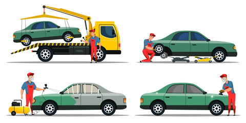 Obraz na płótnie Canvas Automobile emergency and maintenance service set