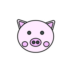 vector icon of piggy face formed with simple shapes