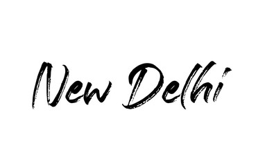 Fototapeta na wymiar capital New Delhi typography word hand written modern calligraphy text lettering