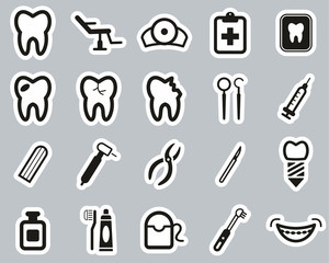 Dentist Office & Equipment Icons Black & White Sticker Set Big