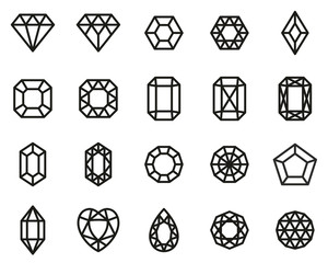 Diamond Shape Icons Black & White Set Big