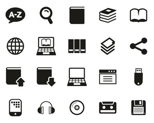 Dictionary or Glossary Icons Black & White Set Big
