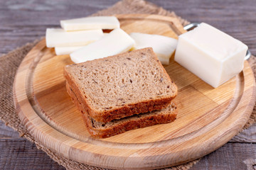 Preparing toast with cheese