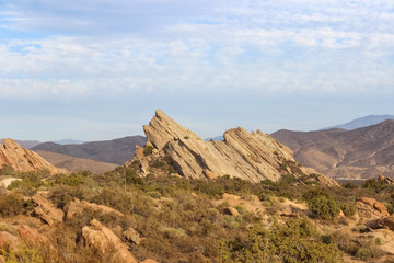 iconic view of Vasquez Rocks in California desert
