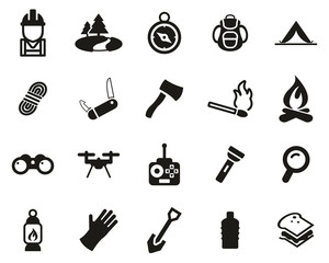 Expedition & Exploring Icons Black & White Set Big