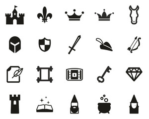 Fantasy Or Fairytale Icons Black & White Set big