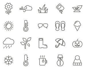 Four Seasons Icons Black & White Thin Line Set Big